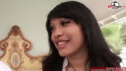 Latina Teen with small tits and dark hair gets a facial